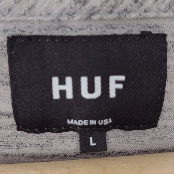 HUF Big H Logo (On Back) Gray & White Skate T-Shirt - Picture 5 of 5
